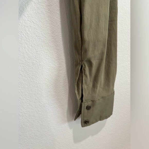 Zara olive green, Long sleeve,  linen tie back crop top - Picture 7 of 7
